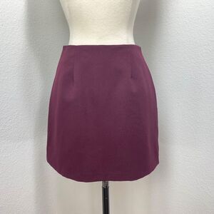 Vintage 'Pretty Good' Maroon Poplin Mini Skirt Small Mod Streetwear Minimalist